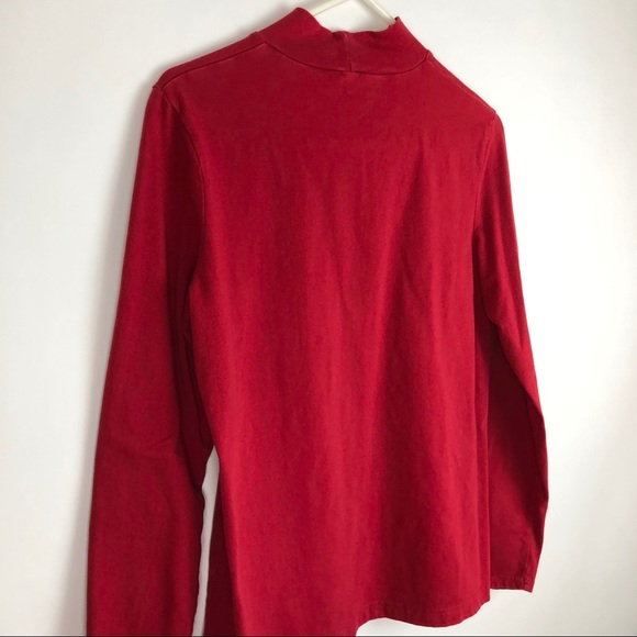 Croft & Barrow Red Cotton Classic Tee Long Sleeve Turtleneck Shirt - Picture 2 of 10